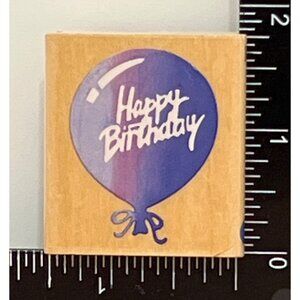 Happy Birthday Balloon Wood Mounted Rubber Stamp By All Night Media 550E06